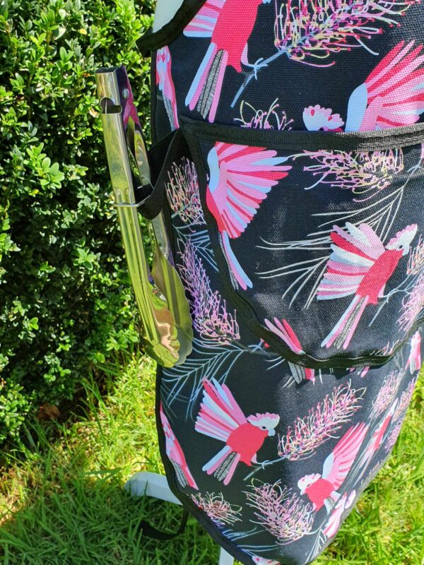 Pink Cockatoo (Black) BBQ/Craft  Apron - Image 3