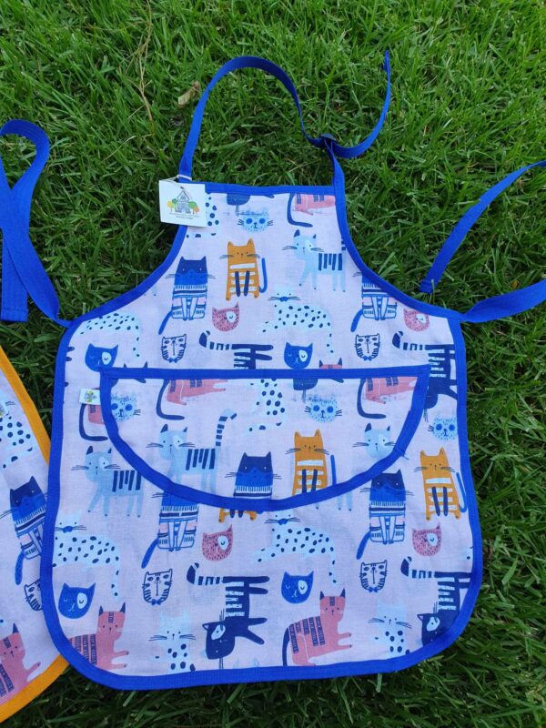 Pink Cat Children's Kitchen / Craft Apron (blue)