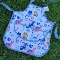 Pink Cat Children's Kitchen / Craft Apron (grey)