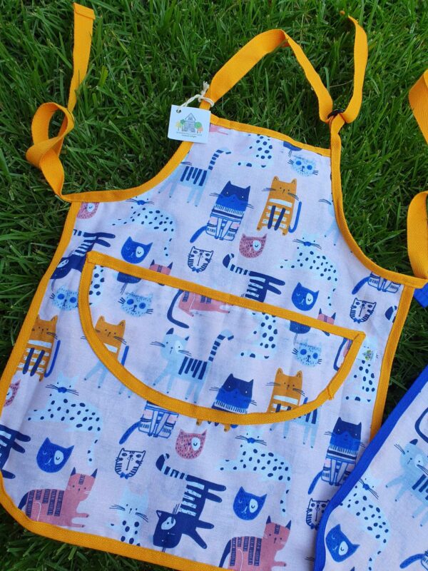 Pink Cat Children's Kitchen / Craft Apron (yellow)